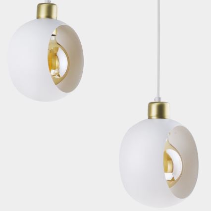 Ljusskrona med upphängningsrem  CYKLOP 3xE27/60W/230V vit 