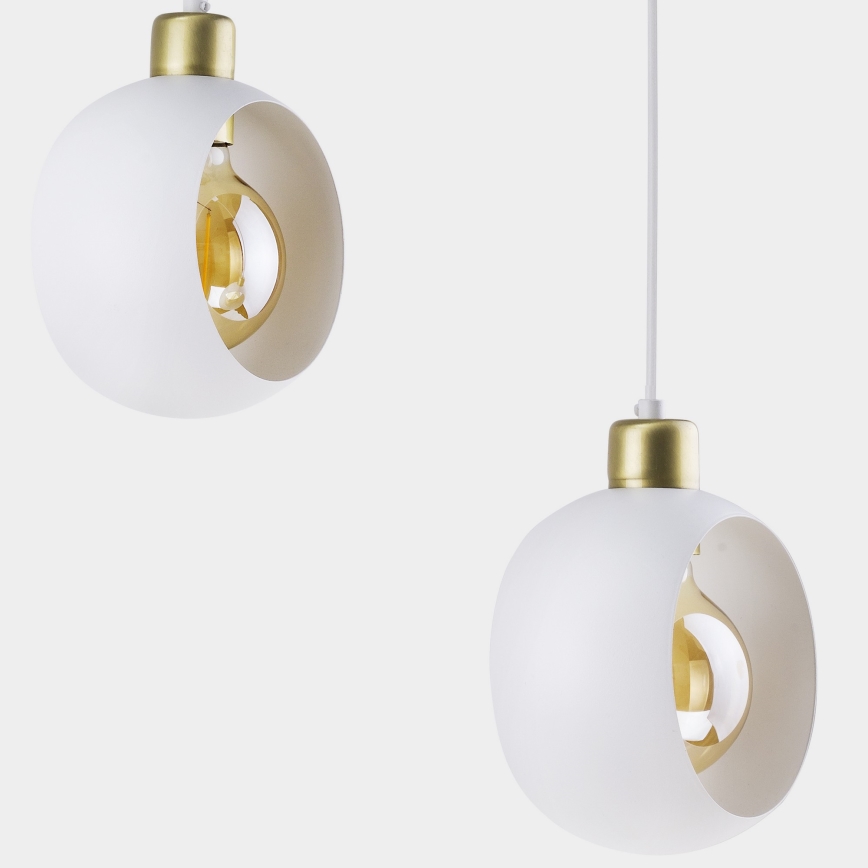 Ljusskrona med upphängningsrem  CYKLOP 3xE27/60W/230V vit 