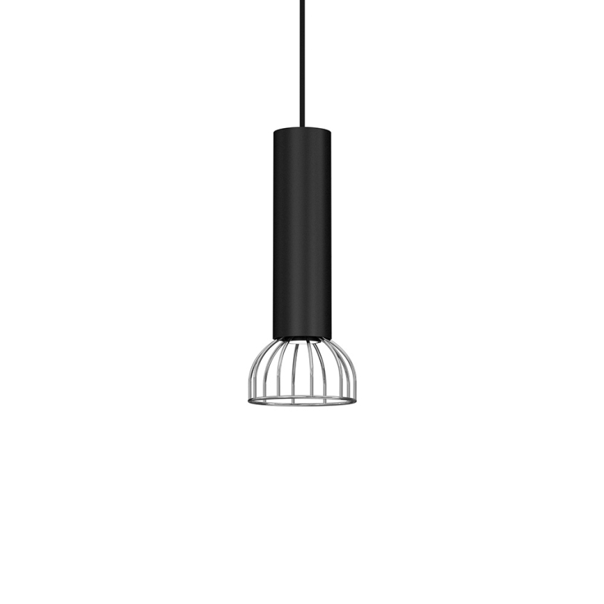 Ljusskrona med upphängningsrem  DANTE 1xGU10/25W/230V svart /blank krom 