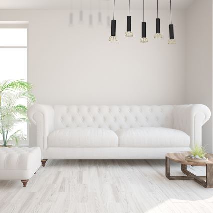 Ljusskrona med upphängningsrem  DANTE 5xGU10/25W/230V svart /gyllene 