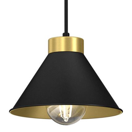 Ljuskrona med upphängningsrem DEMET 5xE27/60W/230V svart/gyllene