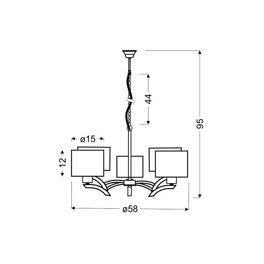 Ljuskrona med upphängningsrem DRAGA 5xE27/60W/230V beige/skinande krom