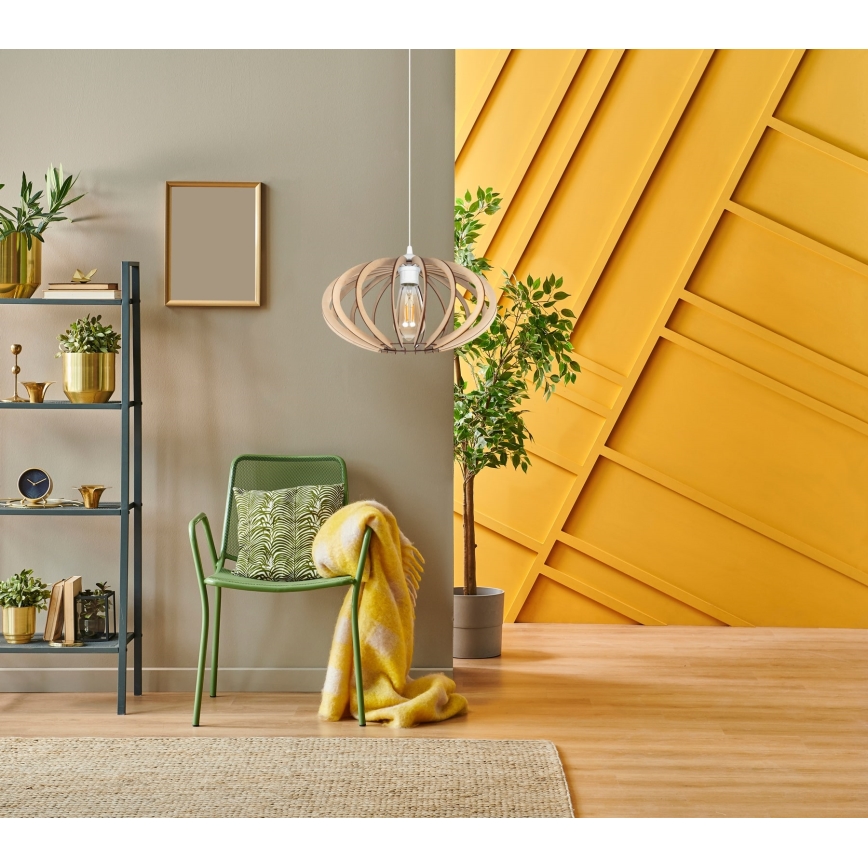 Ljuskrona med upphängningsrem EARTH 1xE27/60W/230V vit/beige