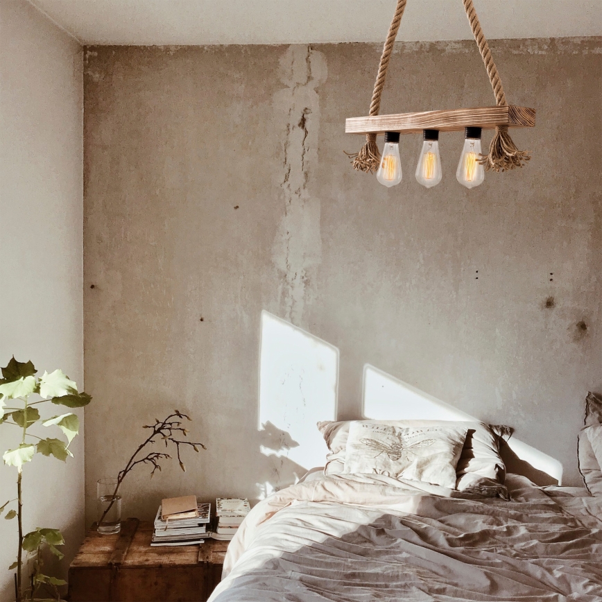 Ljusskrona med upphängningsrem  EREBOS 3xE27/40W/230V