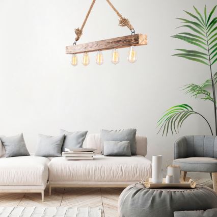 Ljusskrona med upphängningsrem  EREBOS 5xE27/100W/230V