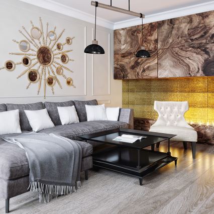 Ljusskrona med upphängningsrem  ERIK 2xE27/60W/230V brun /svart 