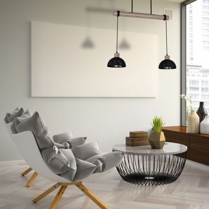 Ljusskrona med upphängningsrem  ERIK 2xE27/60W/230V brun /svart 