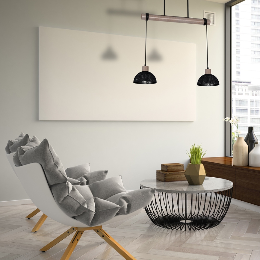 Ljusskrona med upphängningsrem  ERIK 2xE27/60W/230V brun /svart 