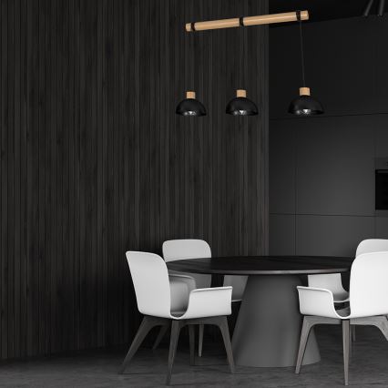 Ljusskrona med upphängningsrem  ERIK 3xE27/60W/230V beige /svart