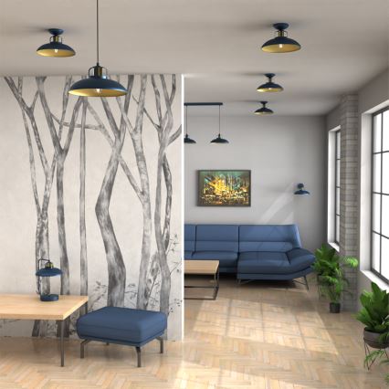 Ljusskrona med upphängningsrem  FELIX 1xE27/60W/230V blå