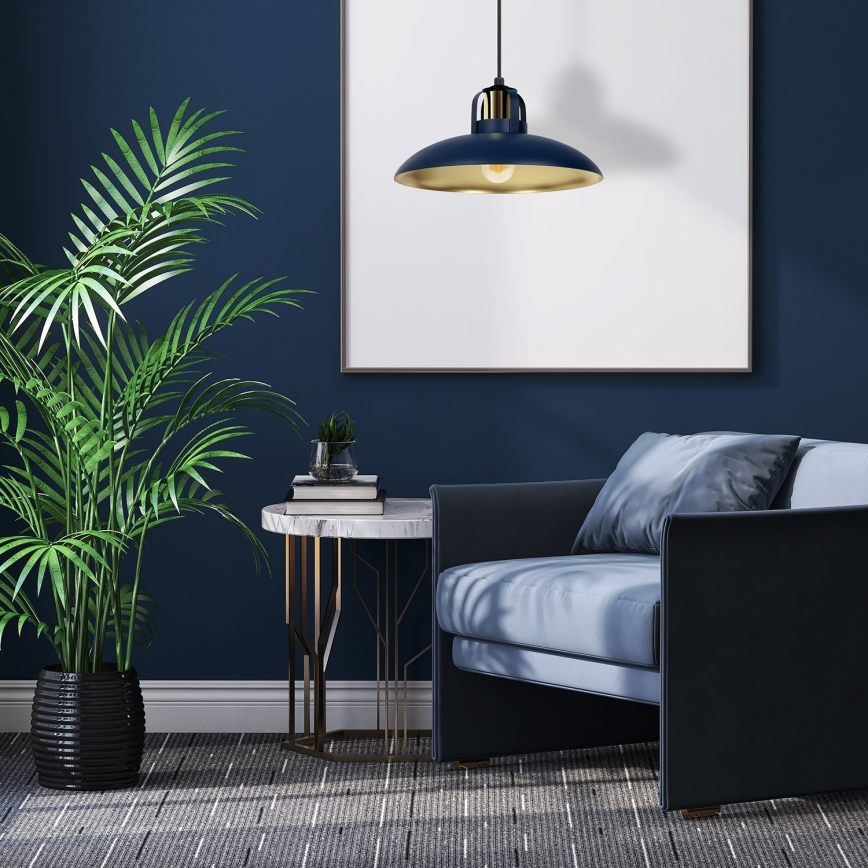 Ljusskrona med upphängningsrem  FELIX 1xE27/60W/230V blå