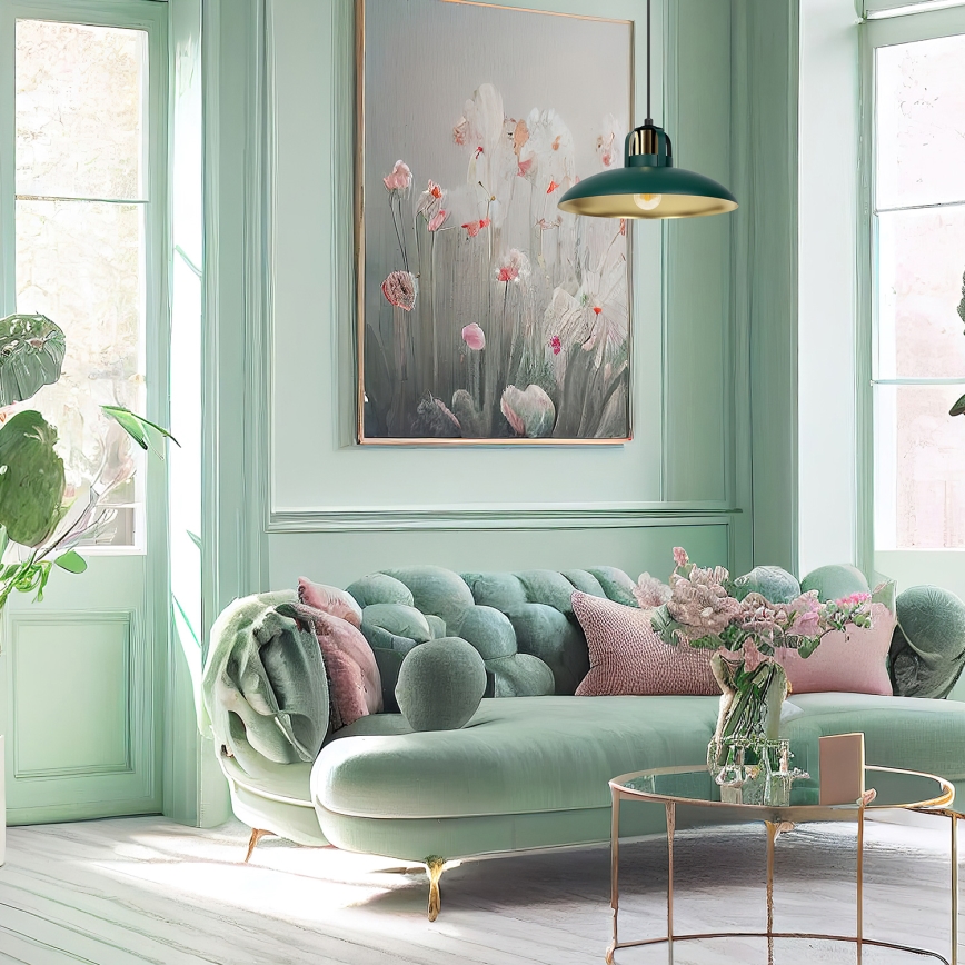 Ljusskrona med upphängningsrem  FELIX 1xE27/60W/230V grön