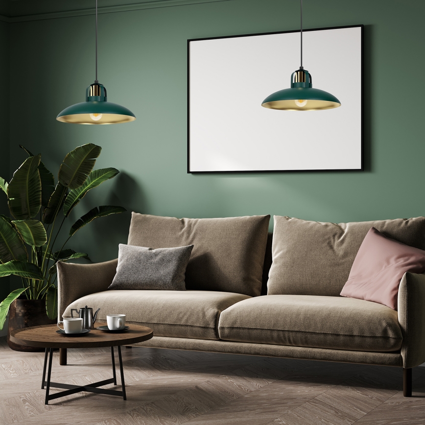 Ljusskrona med upphängningsrem  FELIX 1xE27/60W/230V grön