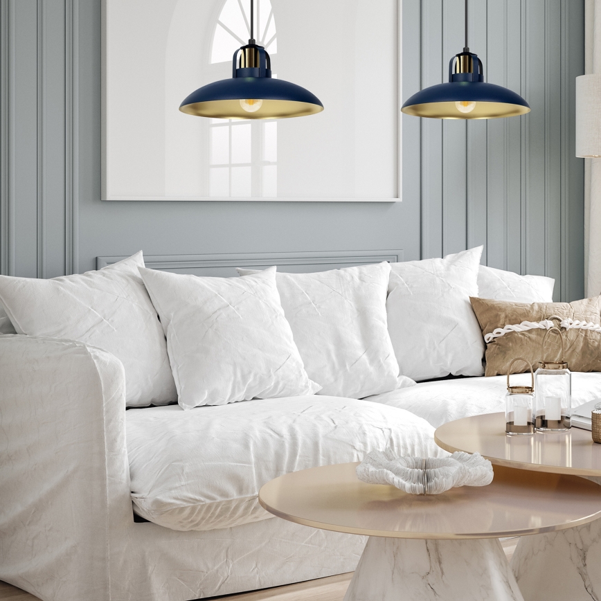 Ljusskrona med upphängningsrem  FELIX 2xE27/60W/230V blå