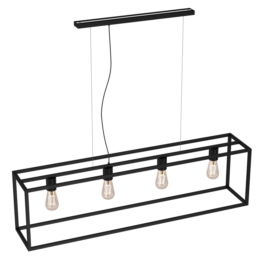 Ljuskrona med upphängningsrem FRAME 4xE27/60W/230V svart