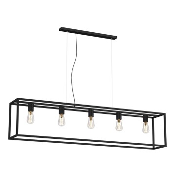 Ljuskrona med upphängningsrem FRAME 5xE27/60W/230V svart