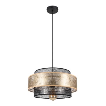 Ljuskrona med upphängningsrem GABI 1xE27/60W/230V gyllene/svart diameter 40 cm