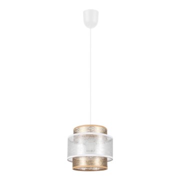 Ljuskrona med upphängningsrem GABI 1xE27/60W/230V gyllene/vit diameter 20 cm