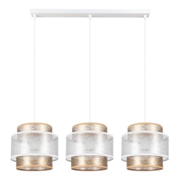 Ljuskrona med upphängningsrem GABI 3xE27/60W/230V gyllene/vit