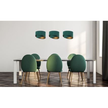 Ljuskrona med upphängningsrem GALAXY 3xE27/60W/230V grön/guld