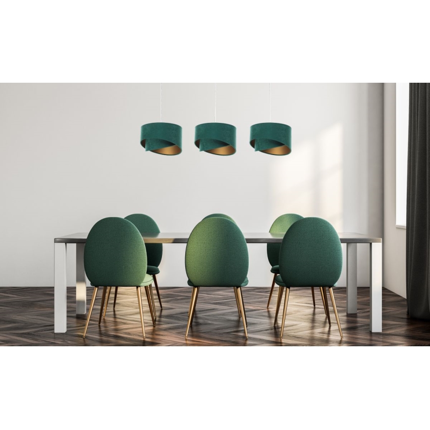 Ljuskrona med upphängningsrem GALAXY 3xE27/60W/230V grön/guld