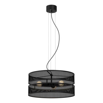 Ljuskrona med upphängningsrem GLUM 3xE27/60W/230V svart