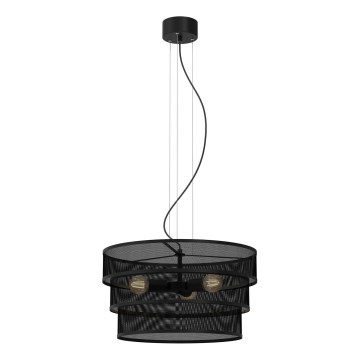 Ljuskrona med upphängningsrem GLUM 3xE27/60W/230V svart