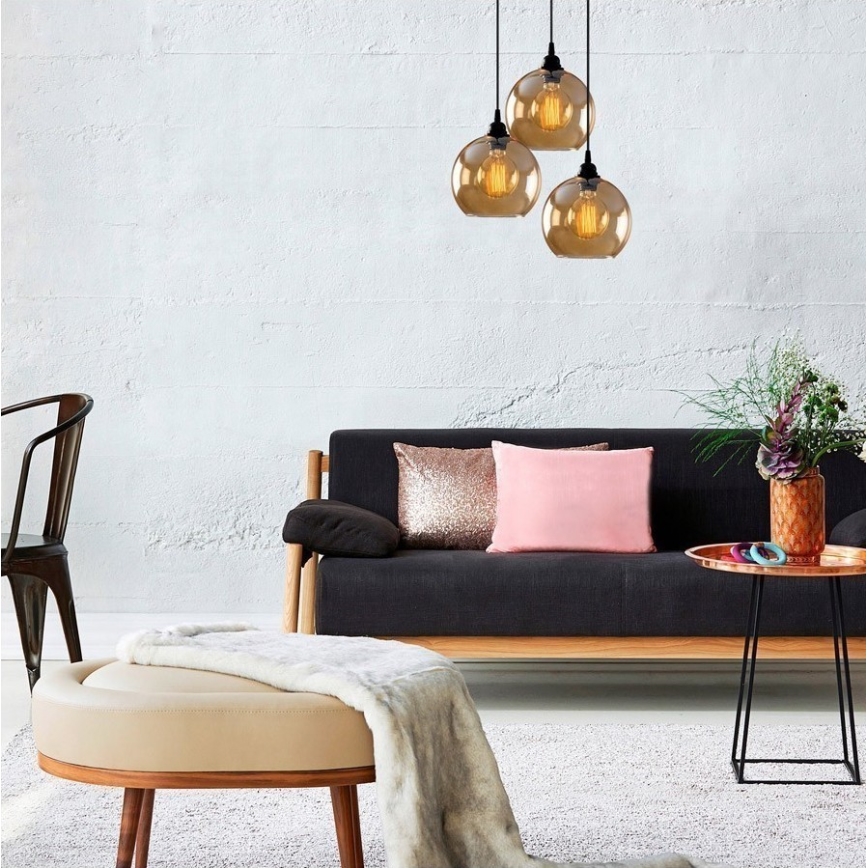 Ljusskrona med upphängningsrem  GOLD 3xE27/40W/230V