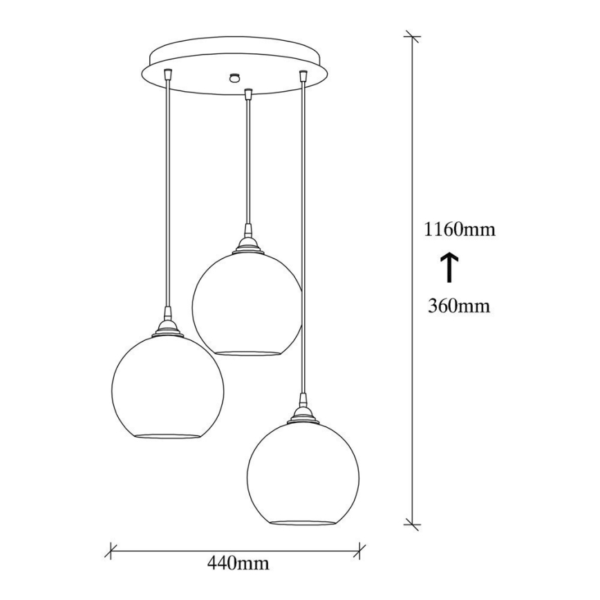 Ljusskrona med upphängningsrem  GOLD 3xE27/40W/230V