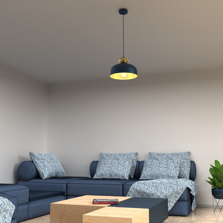 Ljusskrona med upphängningsrem  HARALD 1xE27/60W/230V blå 