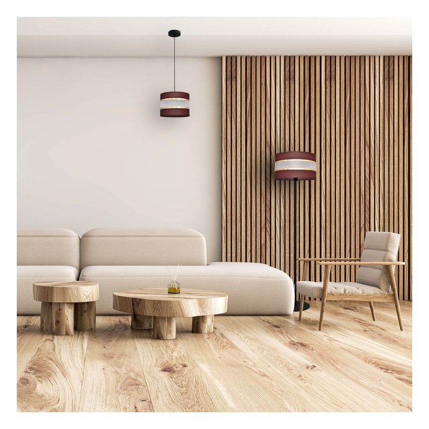 Ljuskrona med upphängningsrem HELEN 1xE27/15W/230V diameter 20 cm brun/svart/gyllene