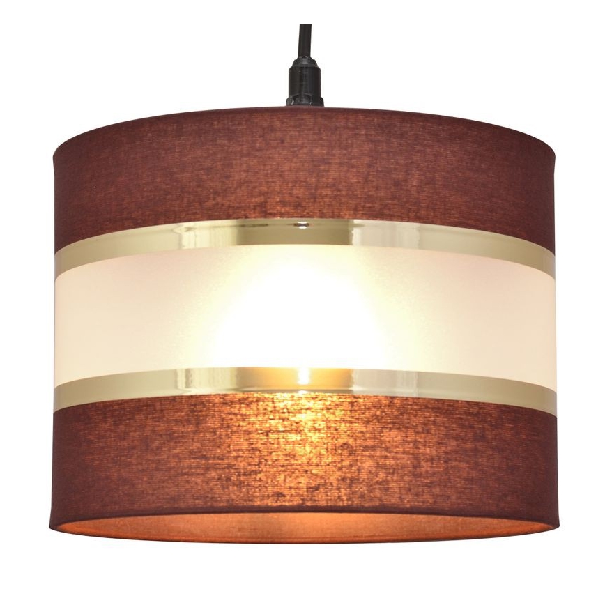 Ljuskrona med upphängningsrem HELEN 1xE27/15W/230V diameter 20 cm brun/svart/gyllene