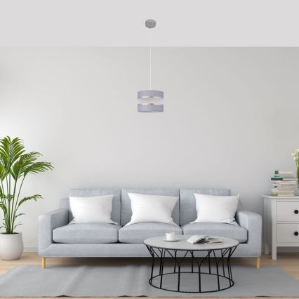 Ljuskrona med upphängningsrem HELEN 1xE27/15W/230V diameter 20 cm grå/silver