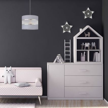 Ljuskrona med upphängningsrem HELEN 1xE27/15W/230V diameter 20 cm grå/silver