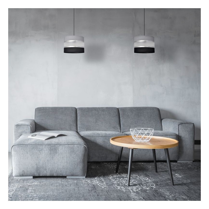 Ljuskrona med upphängningsrem HELEN 1xE27/15W/230V diameter 20 cm svart/grå/silver