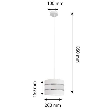 Ljuskrona med upphängningsrem HELEN 1xE27/15W/230V diameter 20 cm vit