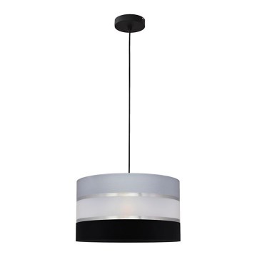 Ljuskrona med upphängningsrem HELEN 1xE27/15W/230V diameter 35 cm svart/grå/silver