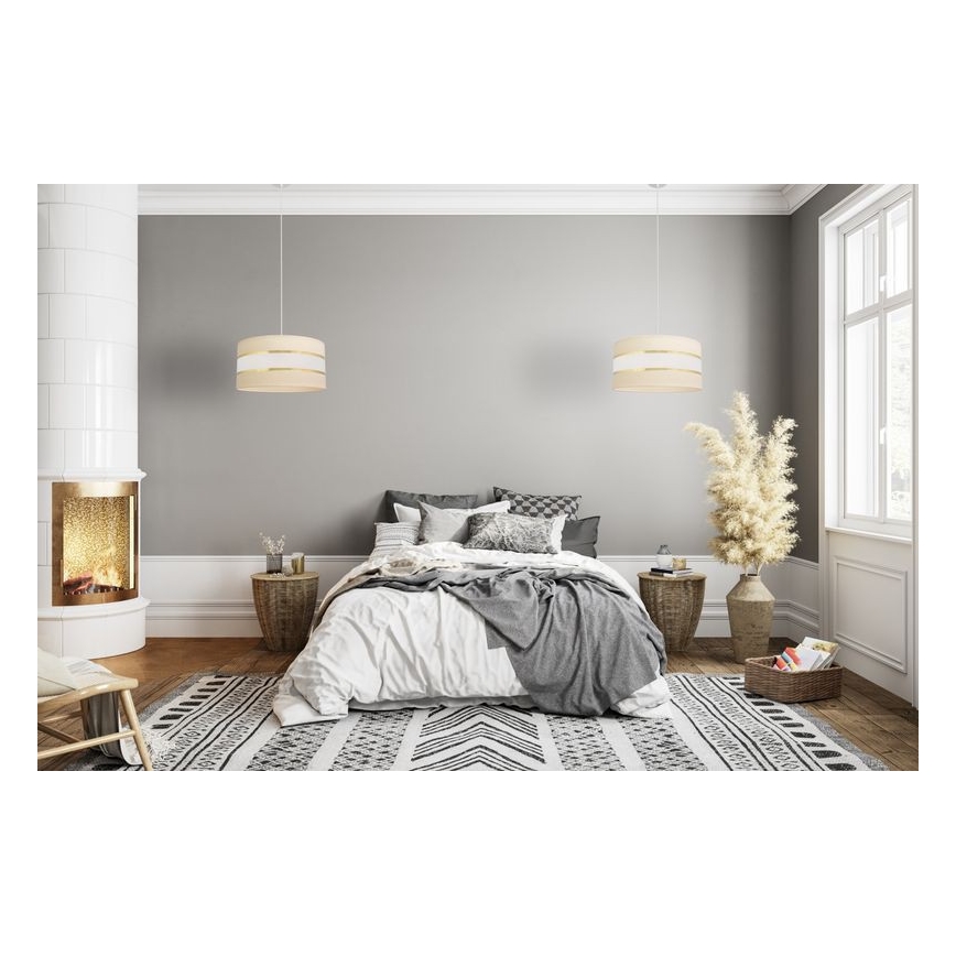 Ljuskrona med upphängningsrem HELEN 1xE27/15W/230V diameter 40 cm grädde/gyllene