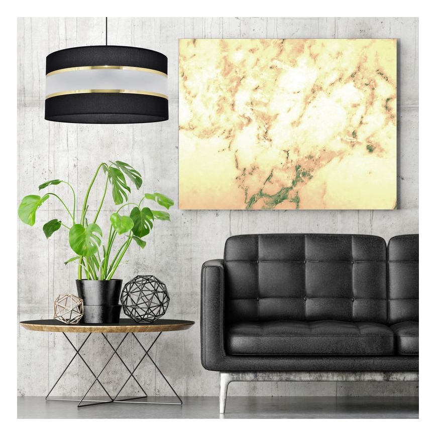 Ljuskrona med upphängningsrem HELEN 1xE27/15W/230V diameter 40 cm svart/gyllene