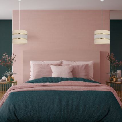 Ljuskrona med upphängningsrem  HELEN 1xE27/15W/230V grädde