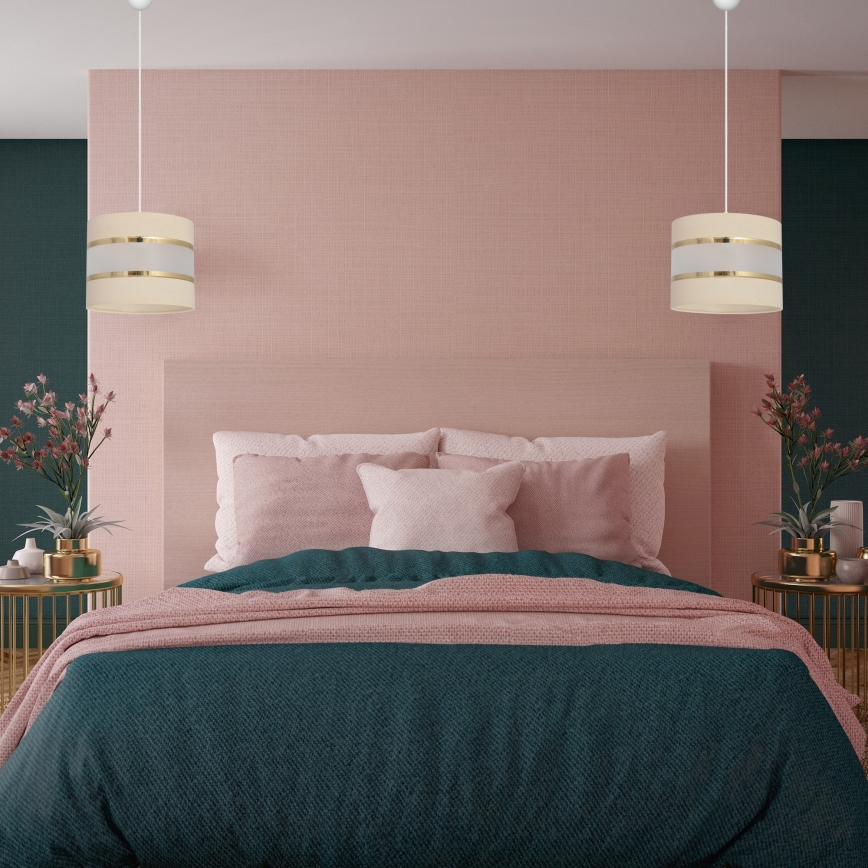 Ljuskrona med upphängningsrem  HELEN 1xE27/15W/230V grädde