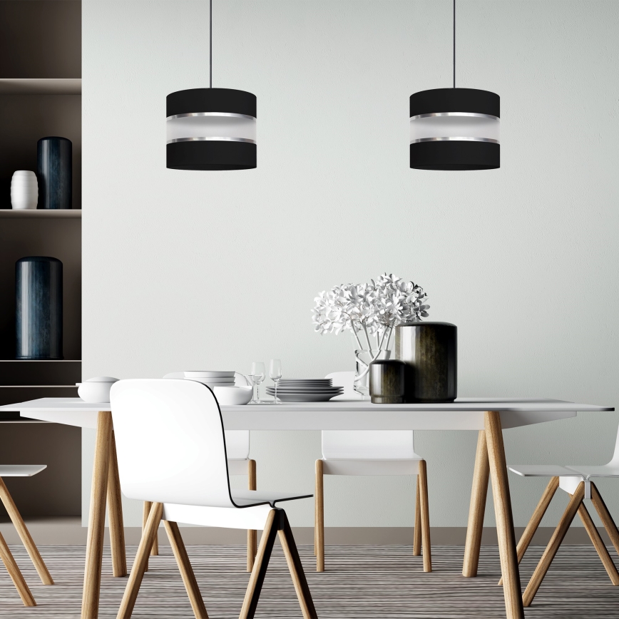 Ljuskrona med upphängningsrem  HELEN 1xE27/15W/230V svart 