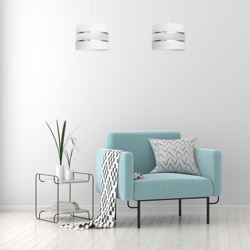 Ljuskrona med upphängningsrem  HELEN 1xE27/15W/230V vit 