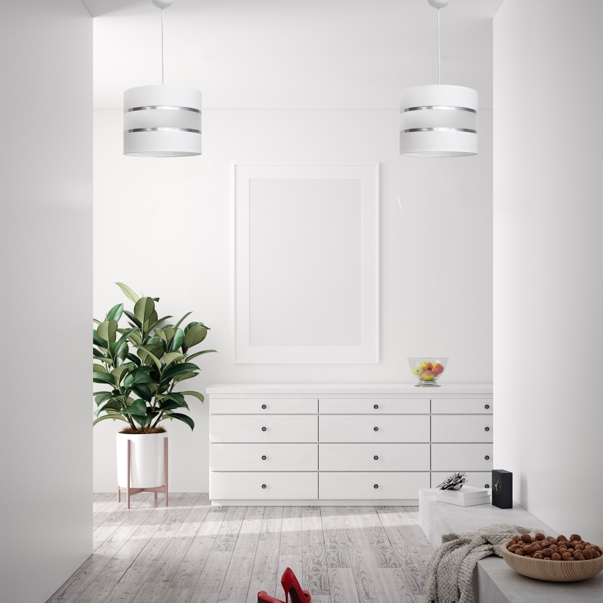 Ljuskrona med upphängningsrem  HELEN 1xE27/15W/230V vit 