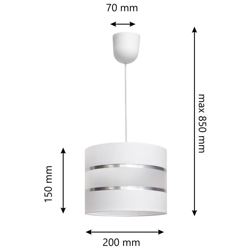 Ljuskrona med upphängningsrem  HELEN 1xE27/15W/230V vit 
