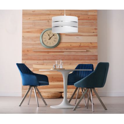 Ljuskrona med upphängningsrem  HELEN 1xE27/15W/230V vit 