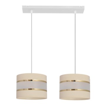 Ljuskrona med upphängningsrem  HELEN 2xE27/15W/230V grädde