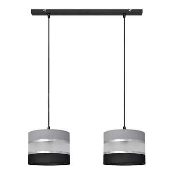 Ljuskrona med upphängningsrem HELEN 2xE27/15W/230V svart/grå/silver