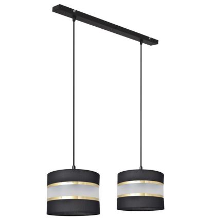 Ljuskrona med upphängningsrem HELEN 2xE27/15W/230V svart/gyllene