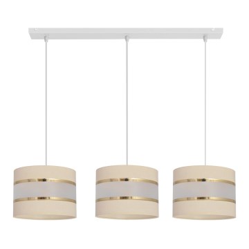 Ljuskrona med upphängningsrem  HELEN 3xE27/15W/230V grädde